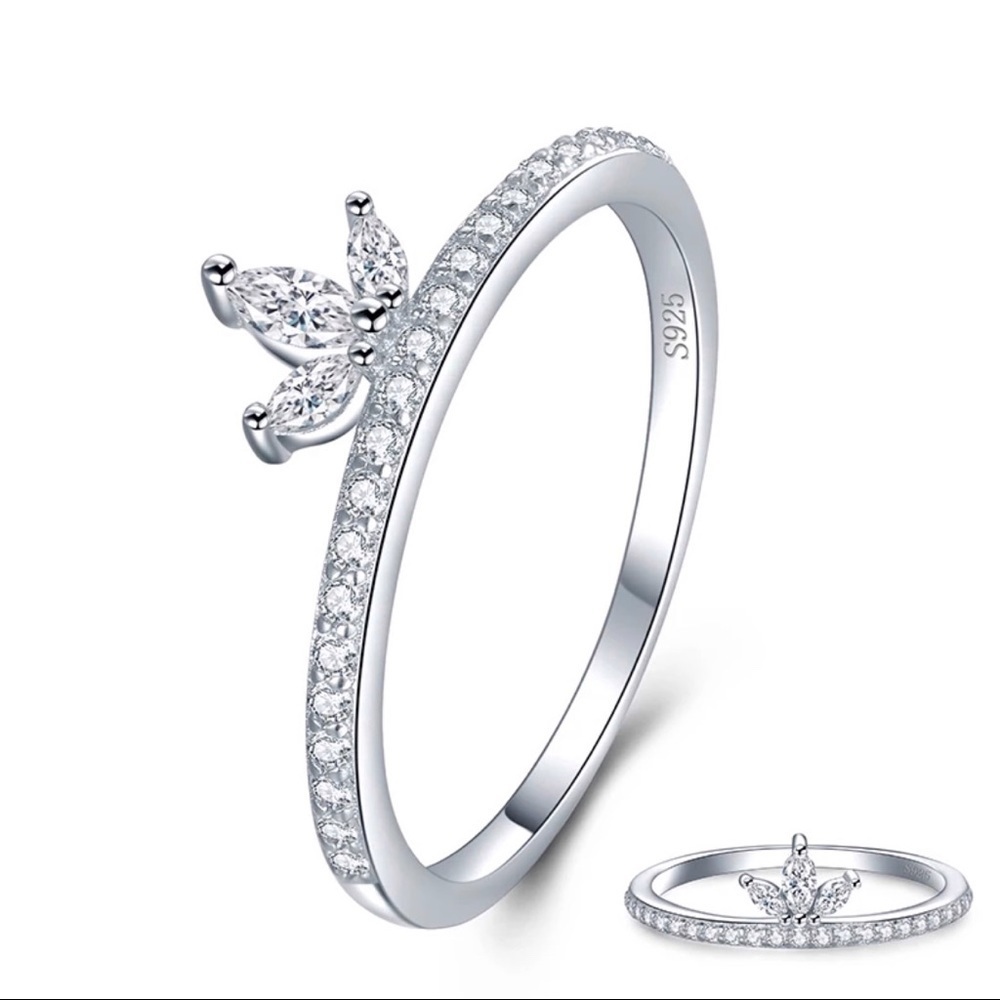 Sunrise Marquise Clear Crystal CZ Pave S925 Sterling Silver Ring Size 6 - Picture 6 of 6